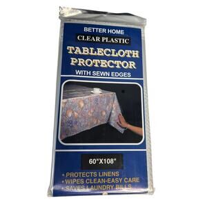 Vintage Better Home Tablecloth Protector Clear Plastic Sewn Edges 60x108 NIP!